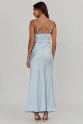 Her theory Lace Trim Maxi Dress Steel Blue